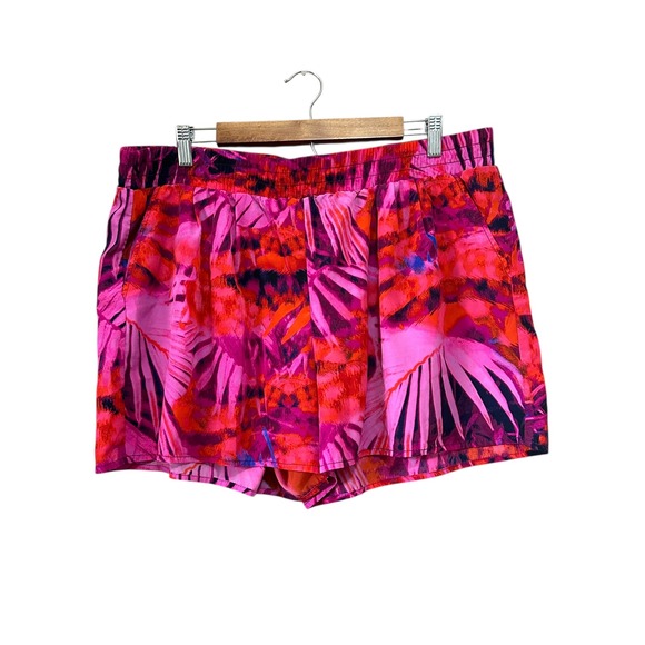 a.n.a Pants - ANA A New Approach Women's XL Pink Tropical Leaf Print Elastic Waist Shorts